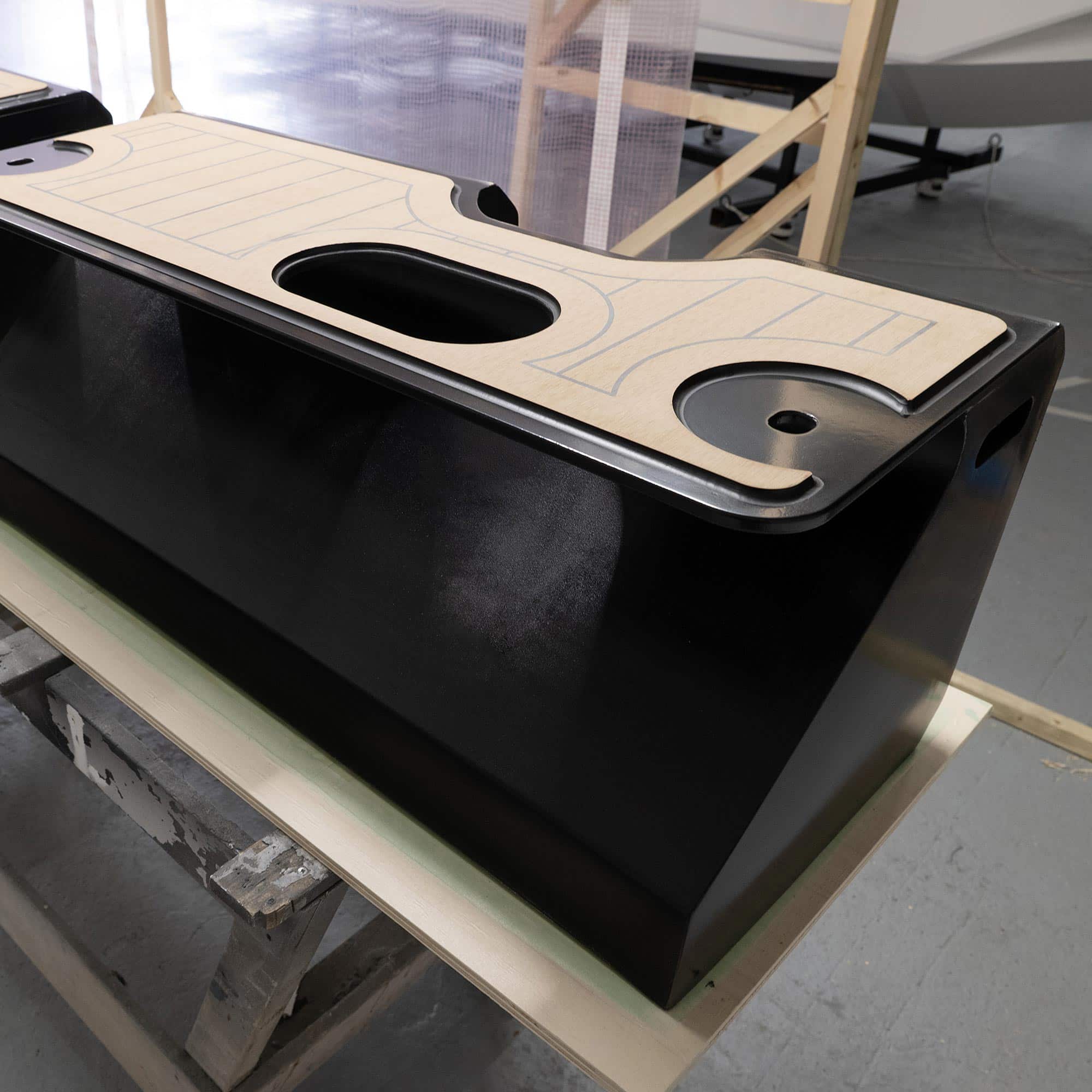 Transom fender with custom teak top