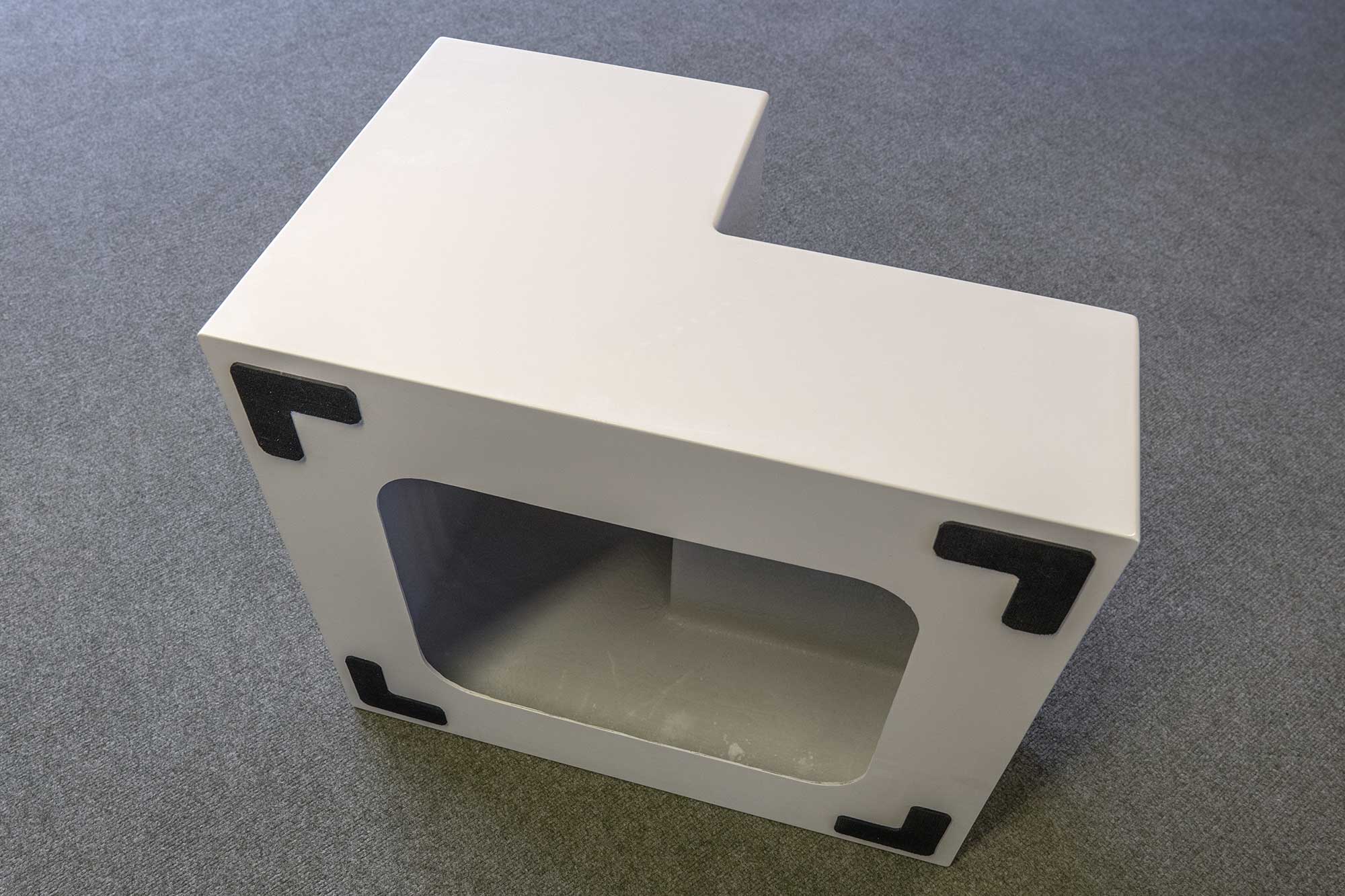 Fibreglass dock steps on the side to show the underneath