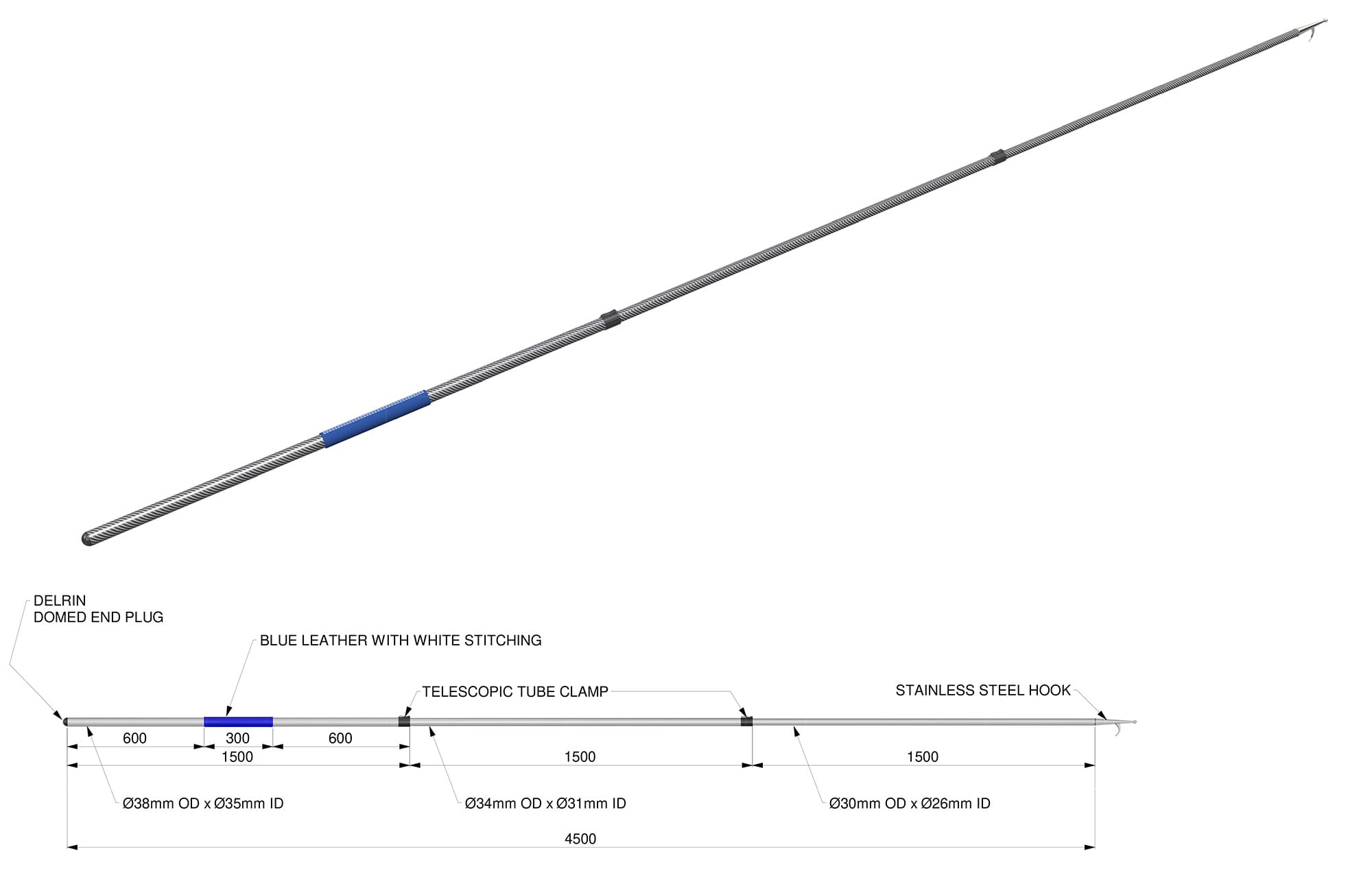 Telescopic Boat Hook Dimensions
